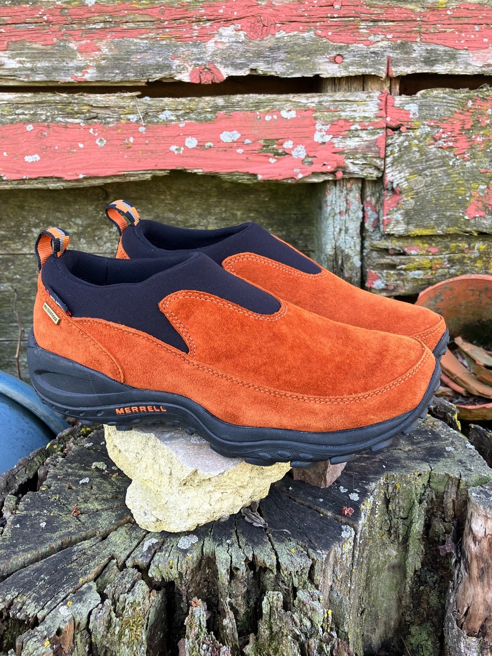 Merrell Women’s Slip-On Quantum Suede Moc Trail Shoes in Sunburn Orange 8.5